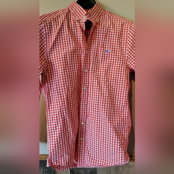 Vineyard Vines Slim Fit Tucker Shirt Red And White Checkered Button-up - Picture 2 of 7
